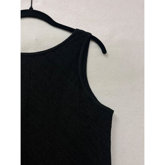 Vintage Harlow Size 14 Petite Black Fringe  80s/90s Sleeveless V-Neck - Picture 5 of 10